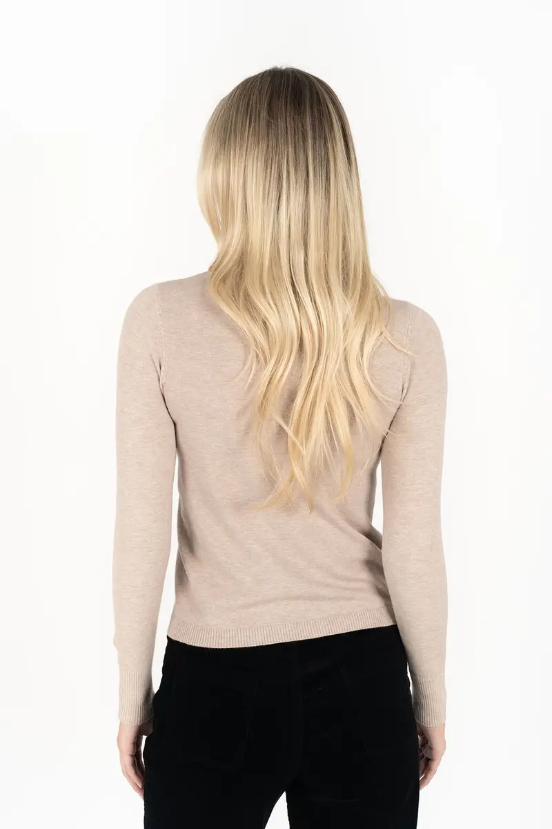Slim-Fit Khaki Turtleneck Sweater – Long Sleeve Cotton Blend