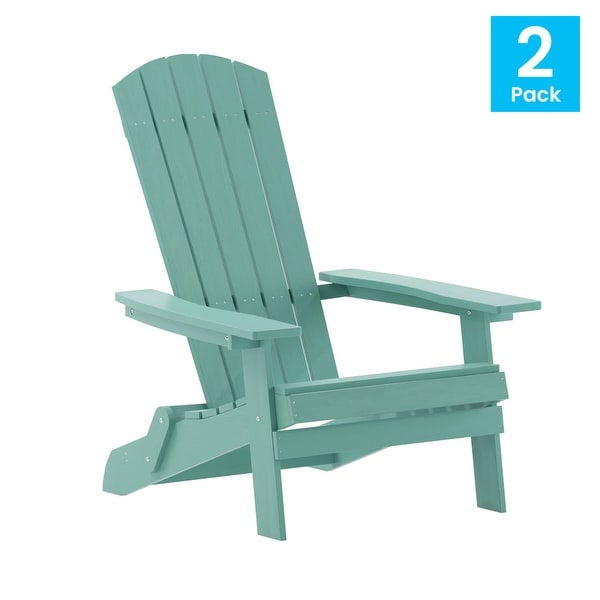 Set of 2 AllWeather Modern Wide Slat Back Poly Resin Adirondack Chairs