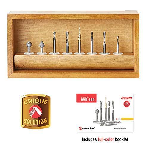 Amana Tool - AMS-134 8-Pc General Purpose CNC Router Bit Collection, 1/4x22 Shank