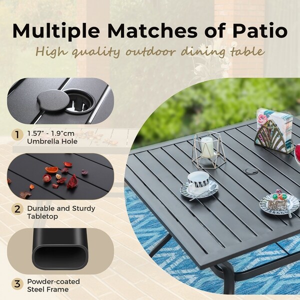 MAISON ARTS 5 Piece Patio Dining Set,4 Sling Dining Swivel Chairs and 37