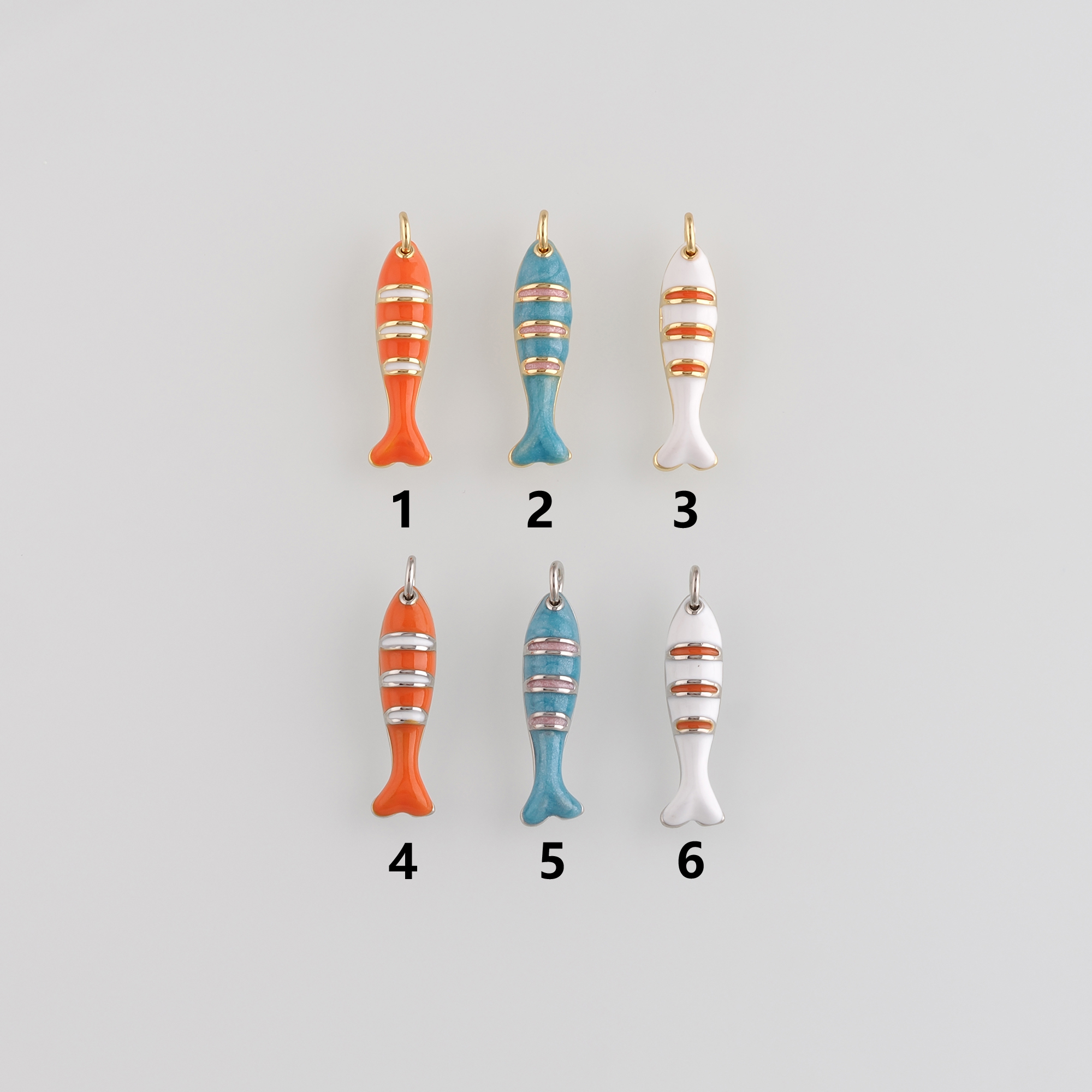 18K Gold Filled Fish Pendant,Enamel Fish Charm Earrings Necklace for DIY Jewelry Making Supply