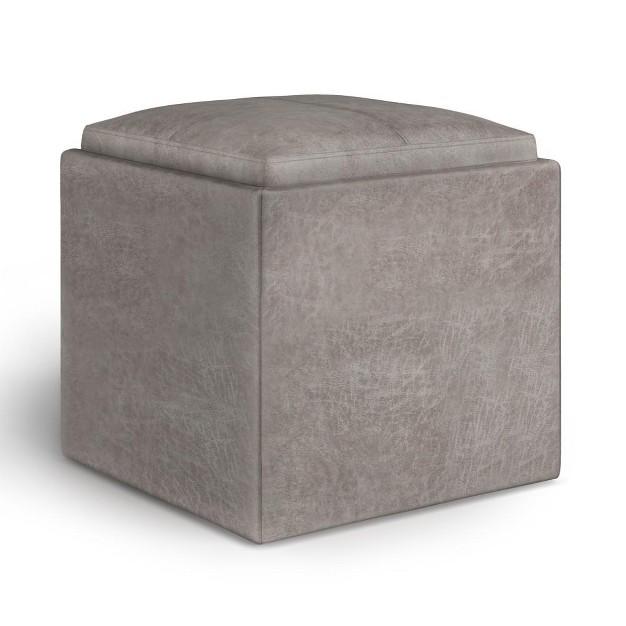 Simplihome Vegan Leather Cube Storage Ottoman Rockwood