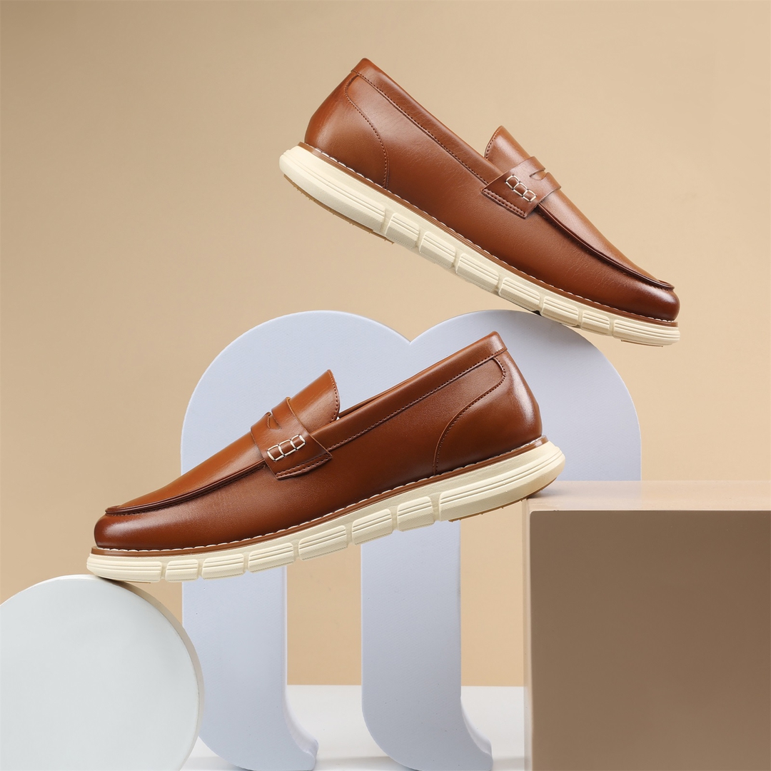 [EZFlex GlideBreeze] Men's PU Leather Penny Loafers