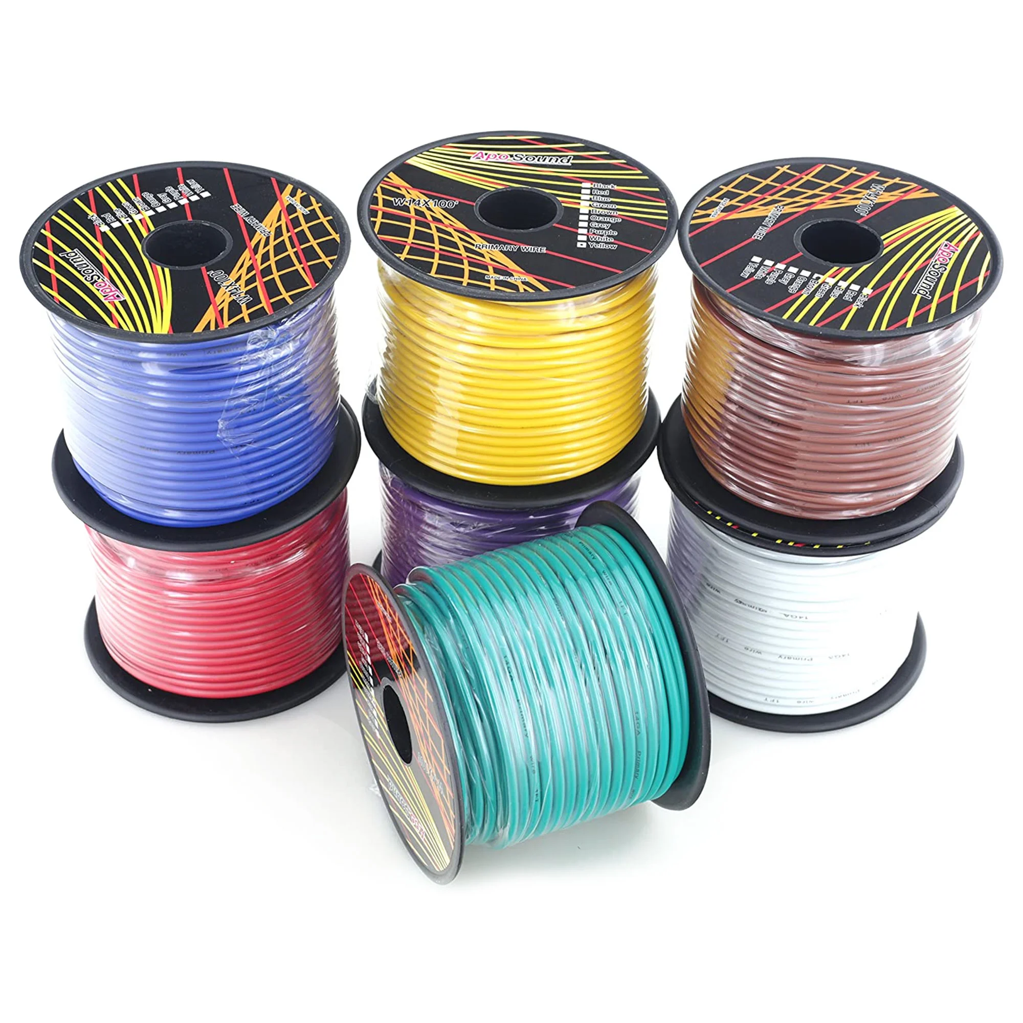 GS Power 14 Gauge General Purpose 12 Volt Wiring, 100 Feet Per Roll, 7 Pack