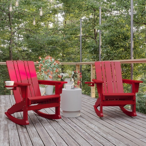 AllWeather Rocking Adirondack Chair with Swiveling Cupholder