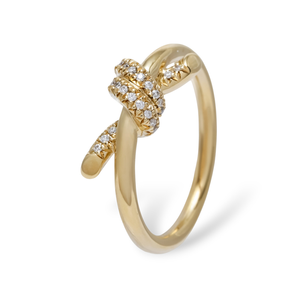Tiffany & Co. Knot Ribbon Ring 18K Yellow Gold Diamond 69346774