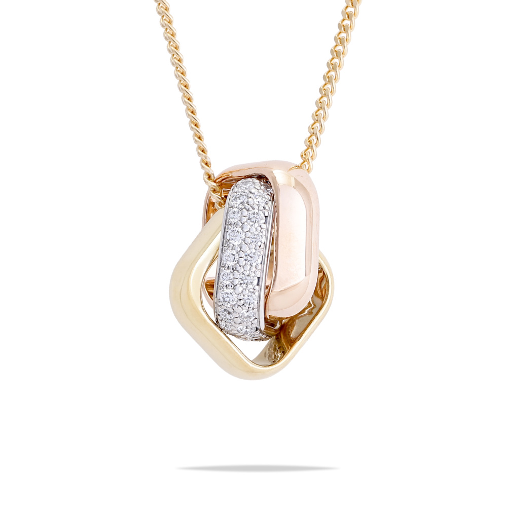 Cartier Trinity Cushion Semi-pavé Necklace Tri-Gold Diamond N7424481