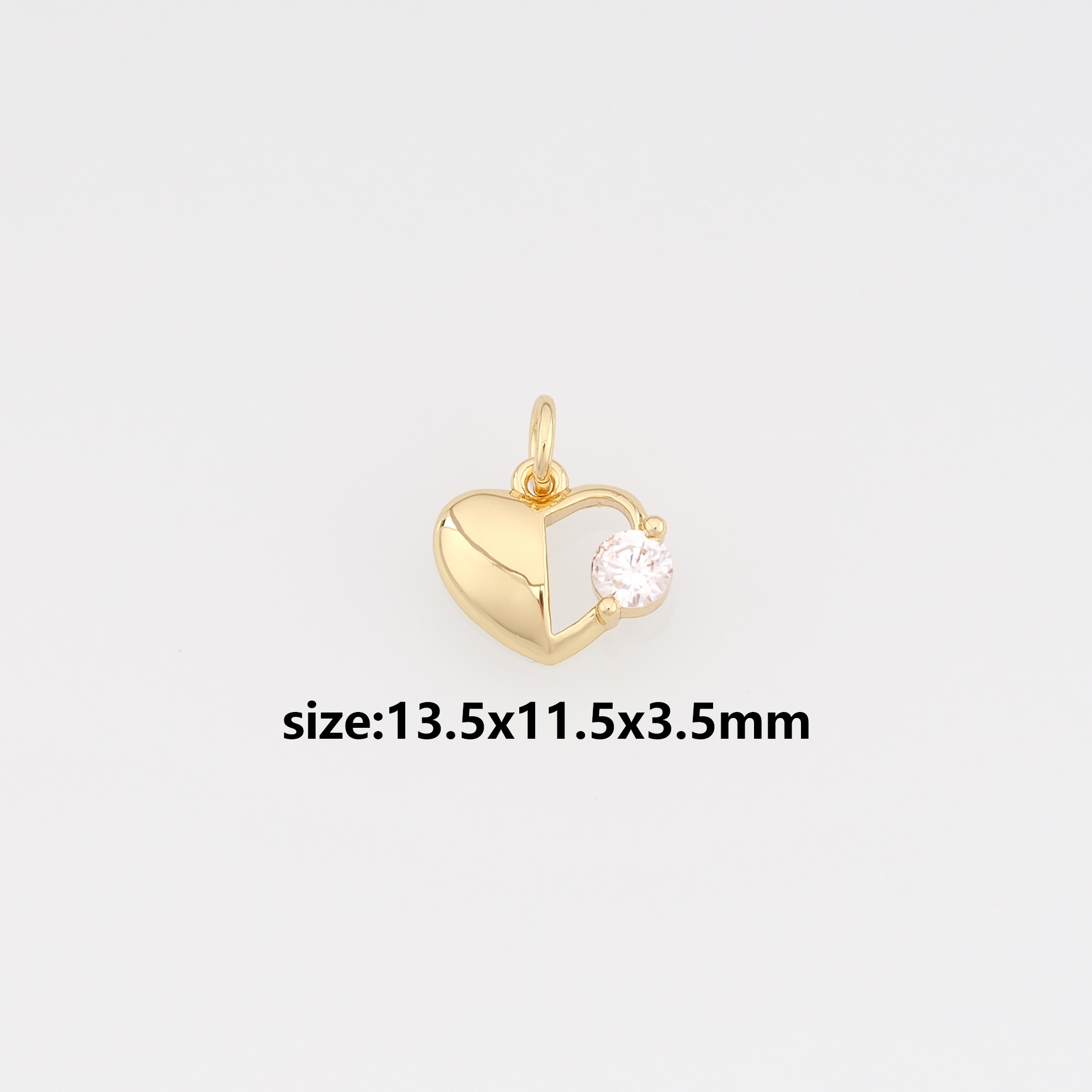 18K Gold Filled Heart Pendant,CZ Micro Pave Heart Charm Earrings Necklace for DIY Jewelry Making Supply