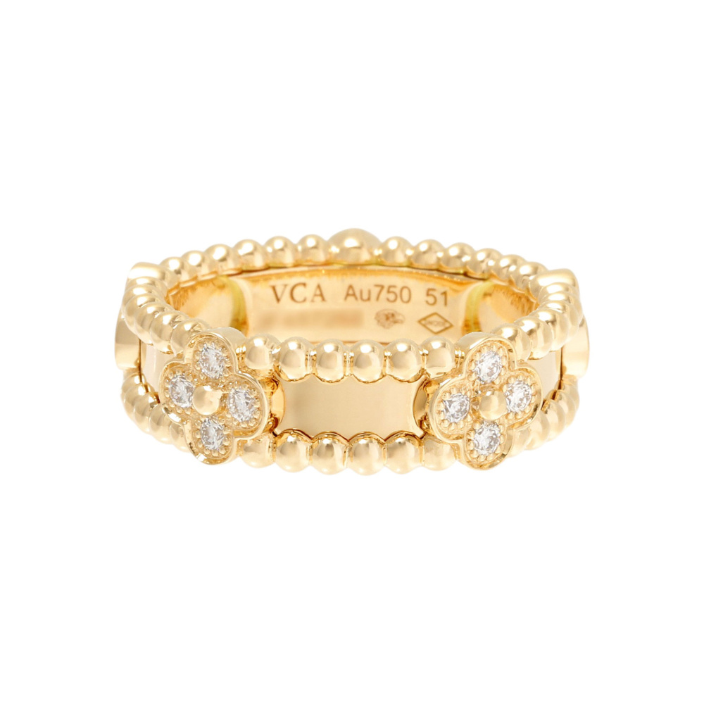 Van Cleef & Arpels Perlet Sweet Clover Ring 18K Yellow Gold Diamond VCARPJMZ00