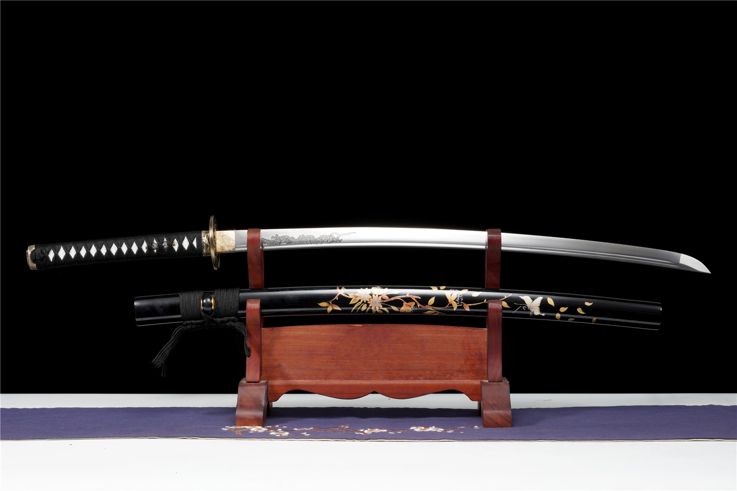Handmade Katana High Carbon Steel Engraved Dragon Tsuba Full Tang