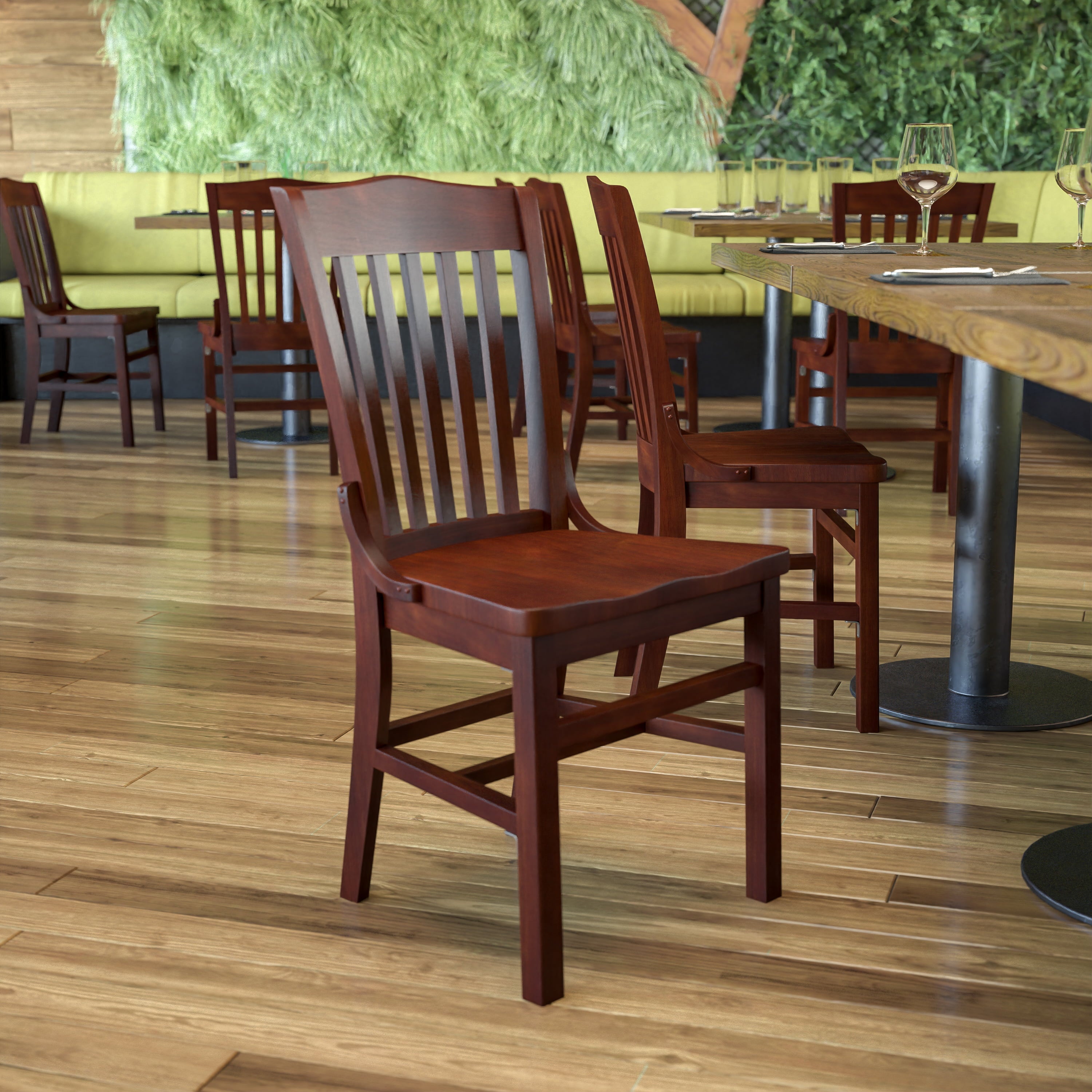 Flash Furniture HERCULES Series School House Back Mahogany Wood Restaurant Chair