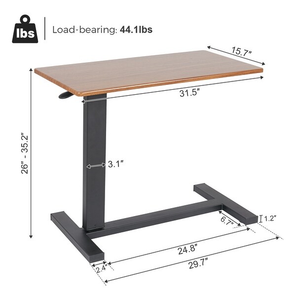 Adjustable C Shape Overbed Bedside Sofa End Table with Hidden Wheels