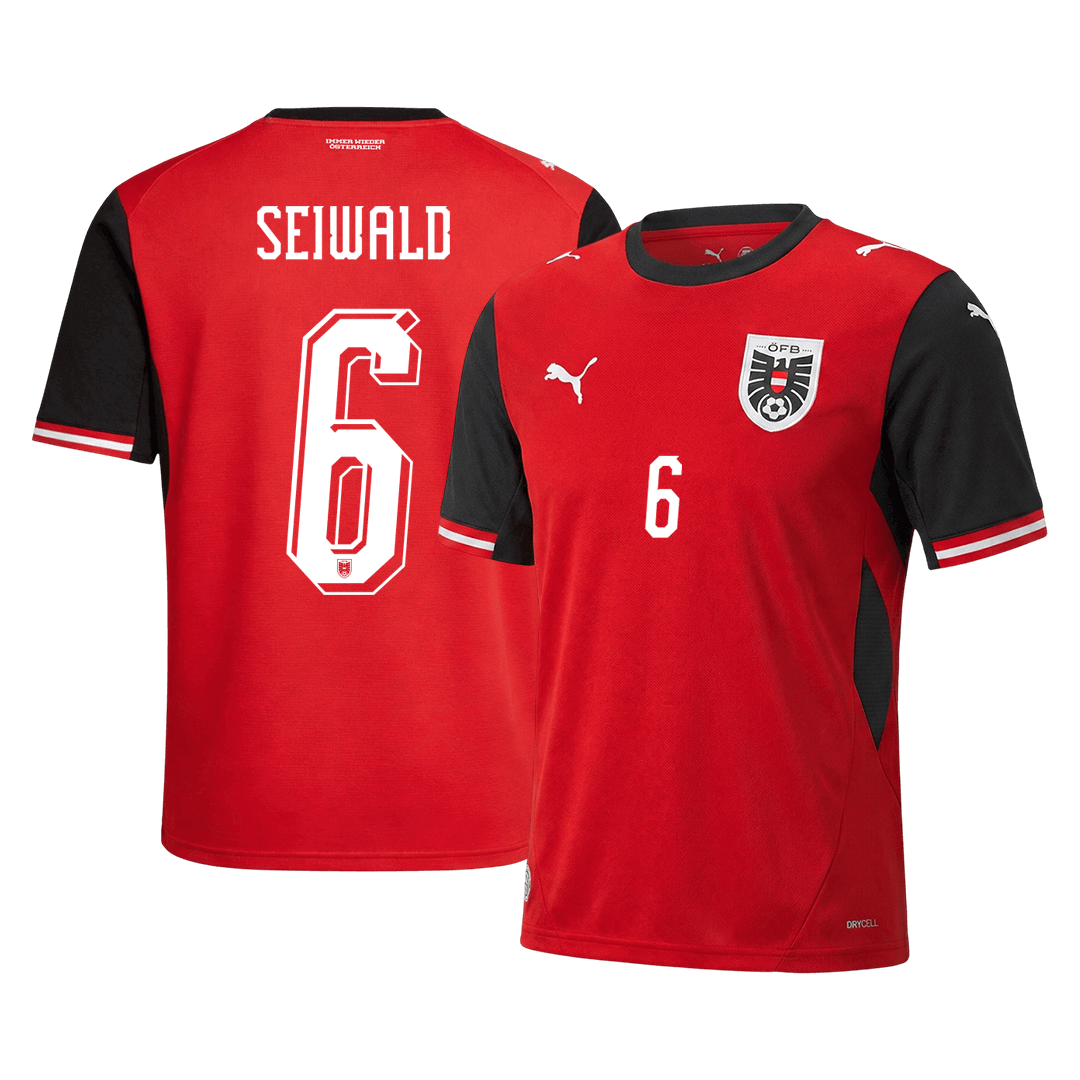 SEIWALD #6 Austria Home Soccer Jersey World Cup 2026