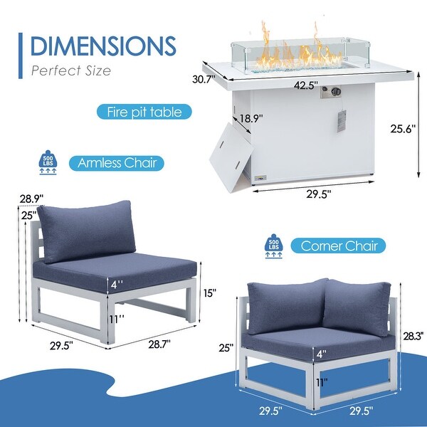 Nicesoul White Aluminum Modern Patio Furniture Sectional Sofa Set with Cushion