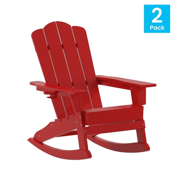 Commercial AllWeather Rocking Adirondack Chair with Swiveling Cupholder