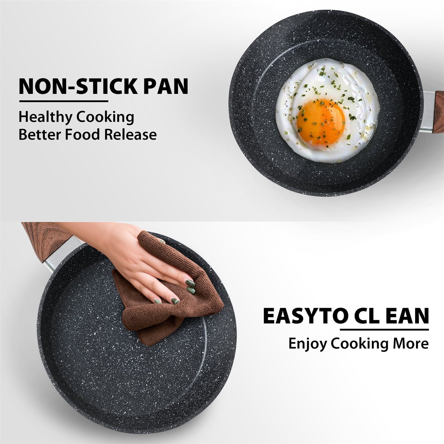 MF Studio 12 Pieces Cookware Set Granite Nonstick Pots and Pans Dishwasher Safe Black