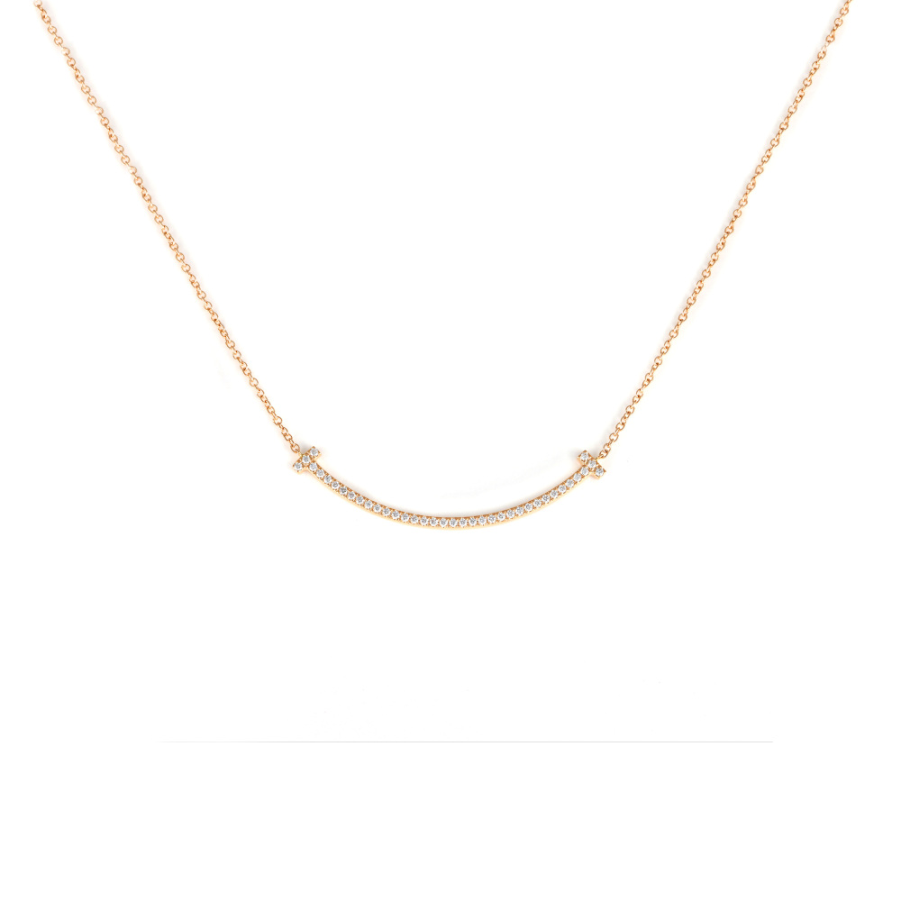 Tiffany & Co. Tiffany T Smile Necklace 18K Rose Gold Diamond 63058815