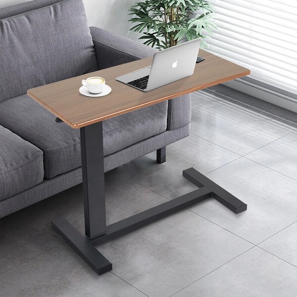 Adjustable C Shape Overbed Bedside Sofa End Table with Hidden Wheels