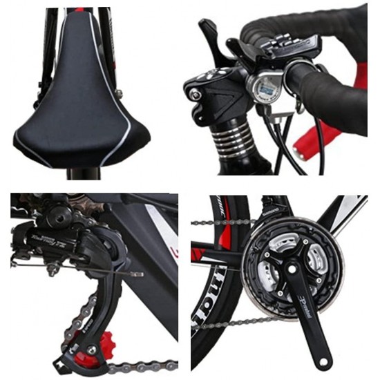 Road Bike XC550 21 Speed 54 cm Frame 700C Wheels Road Bicycle Dual Disc Brake Bicycle Black-White 60