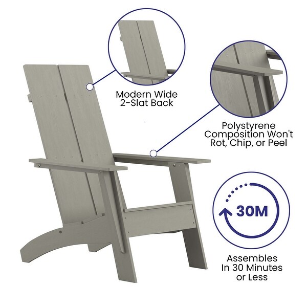 Modern Dual Slat Back Adirondack Style Chairs (Set of 2)