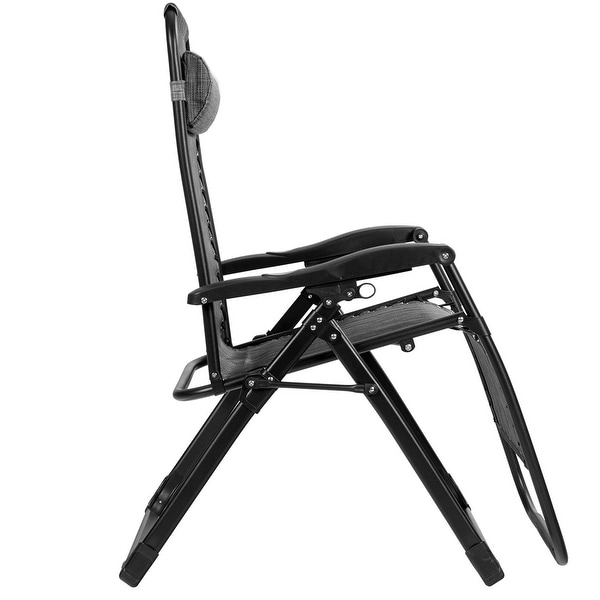 Gymax Folding Zero Gravity Lounge Chair Recliner w/ Cup Holder Tray