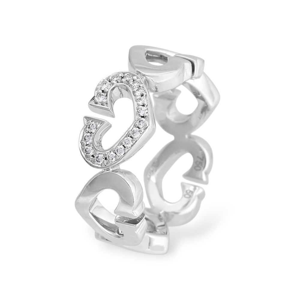 Cartier C Heart Ring 18K White Gold Diamond B4041500