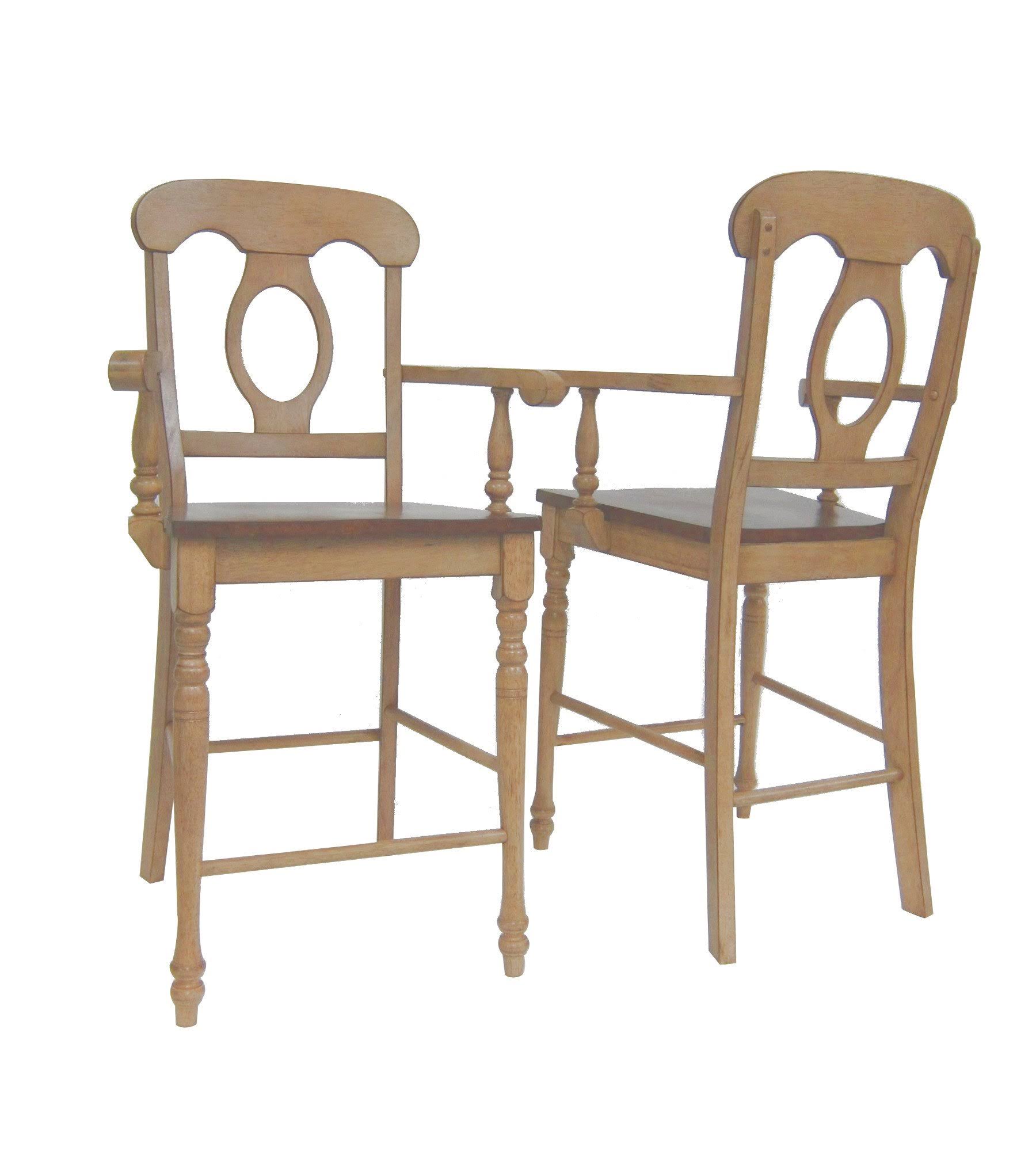 Sunset Trading - Brook Napoleon Barstool with Arms - Two Tone Light Wood - Counter Height Stool - Set of 2 - DLU-BR-B50A-PW-2