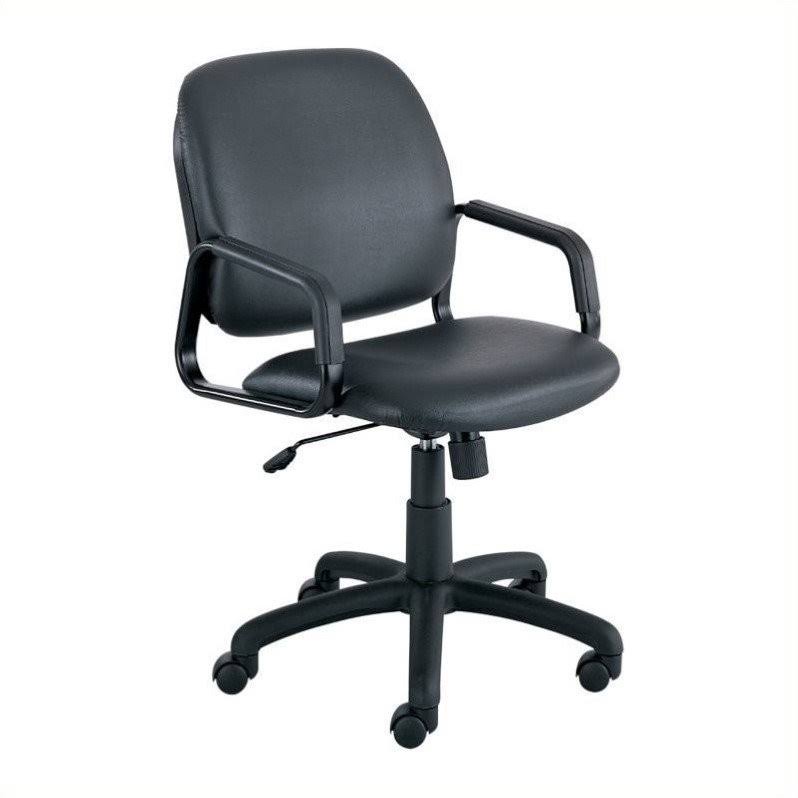Safco Cava Urth Straight Leg Guest Chair - Black Vinyl