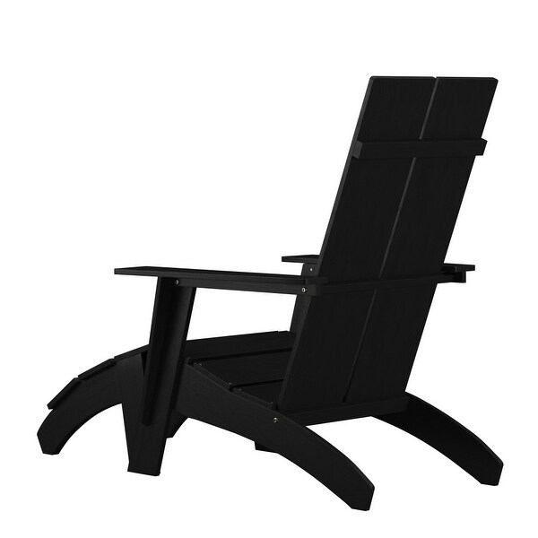 Modern AllWeather Dual Slat Adirondack Style Chair with Footrest