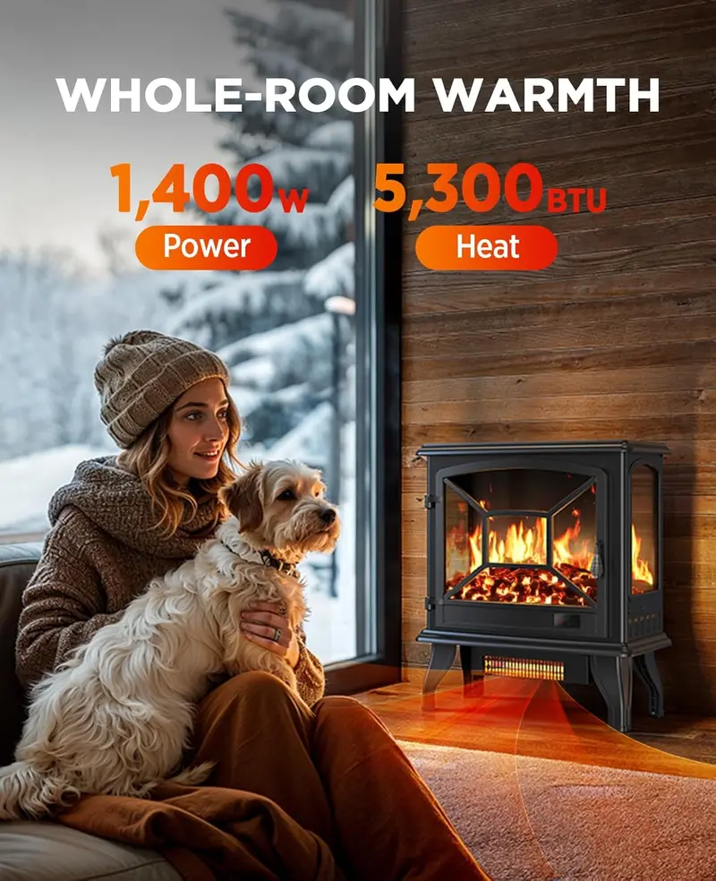 Silonn 50″ Smart WiFi Electric Fireplace – Ultra-Slim Wall-Mountable Heater with 20 Flame Colors & App Control