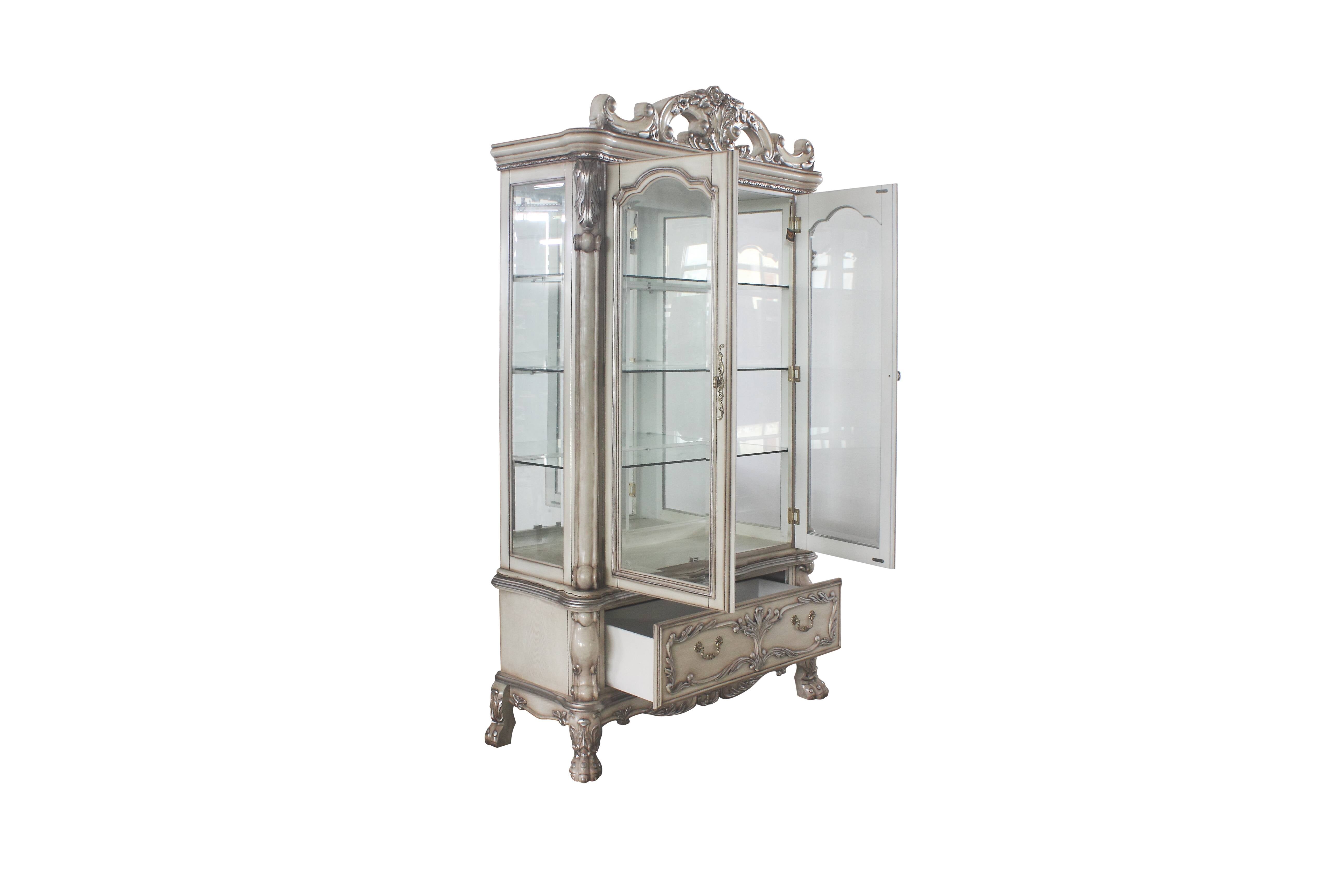 Dresden Curio Cabinet in Vintage Bone White