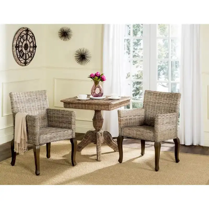 SAFAVIEH Alearda Natural Wood Dining Chairs (Set of 2) – 23″W x 24.4″D x 34″H