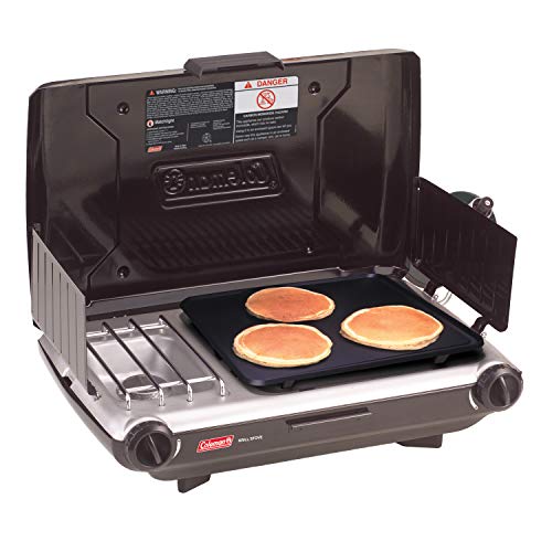 Coleman Tabletop 2-in-1 Camping Grill/Stove, 2-Burner Propane Grill & Stove with Adjustable Burners & 20,000 BTUs of Power, Great for Camping, Tailgating, Grilling