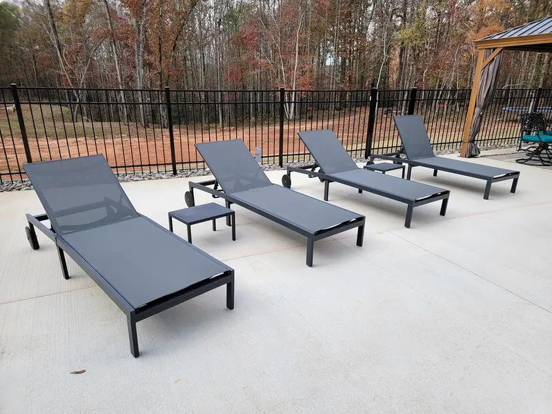 PURPLE LEAF Tanning Lounge Set – Adjustable Aluminum Reclining Chairs with Face-Down Hole, Wheels, Pillows & Matching Table