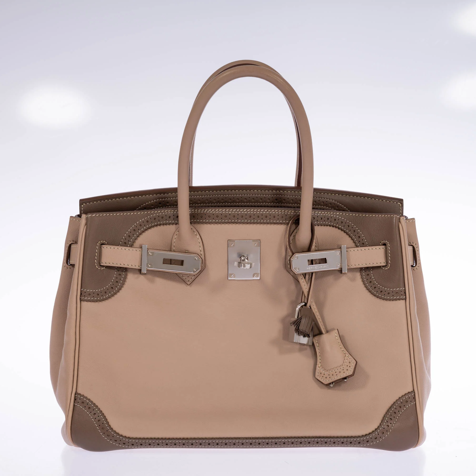 Hermès Birkin 30 Ghillies Argile & Étoupe Swift Palladium Hardware