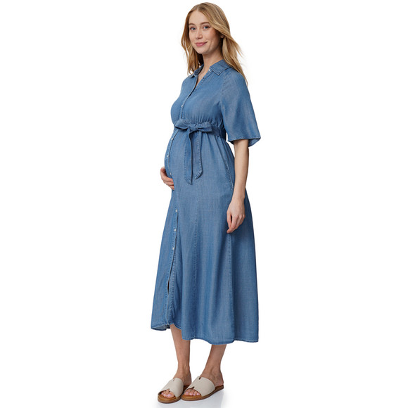 Gina Mama Damen Umstandskleid im Denim-Look