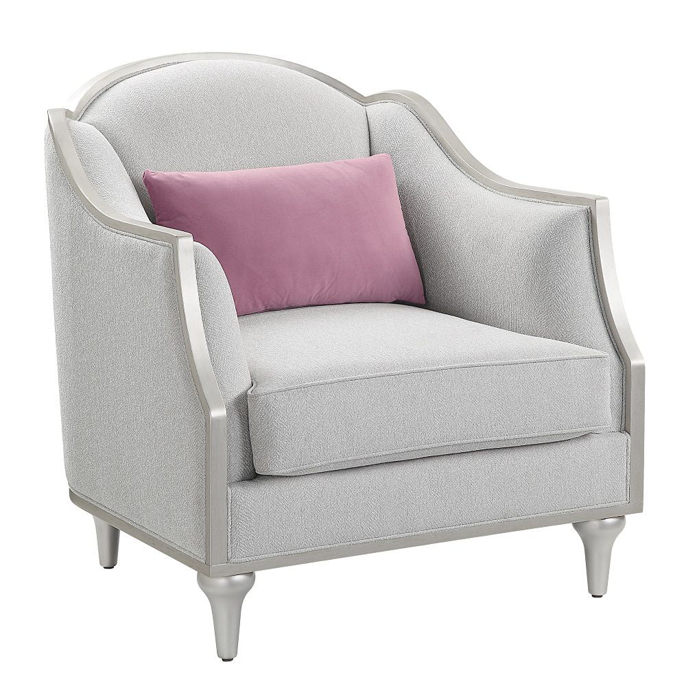 ACME Furniture Kasa Contemporary Fabric Chair with Accent Pillow in Beige