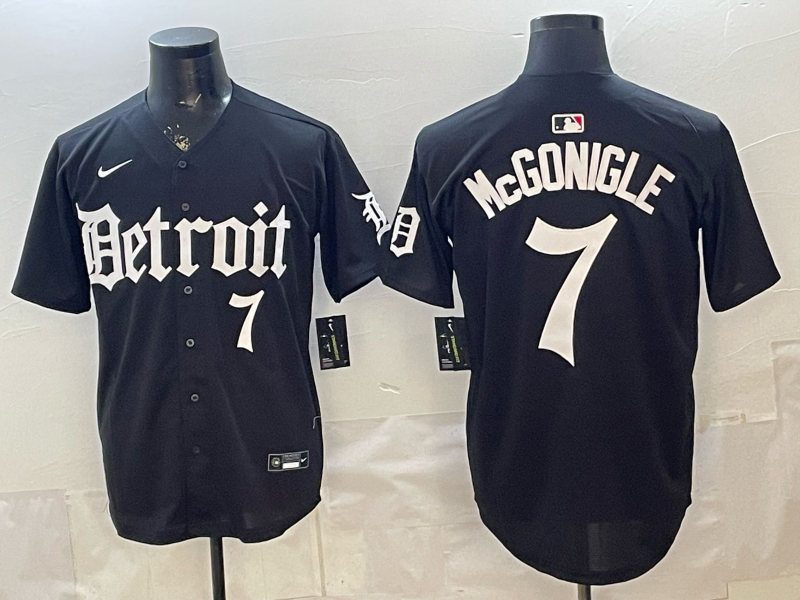 Men's Detroit Tigers Kevin McGonigle #7 Black Replica Player Jersey