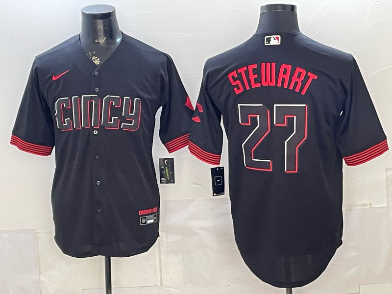 Men's Cincinnati Reds Sal Stewart #27 Black City Connect Player Jersey