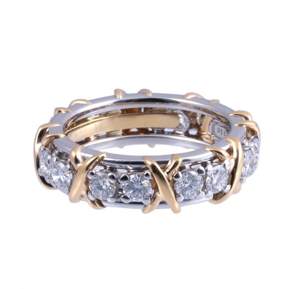 Tiffany & Co. Schlumberger 16PD Ring Platinum & 18K Yellow Gold Diamond