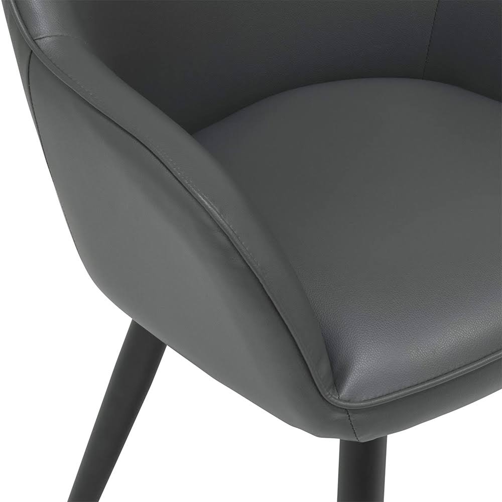 Studio Designs Home Dome Swivel Office/Dining/Guest Accent Chair with Arms Blended Leather Metal Legs, Smoke Grey/ Black