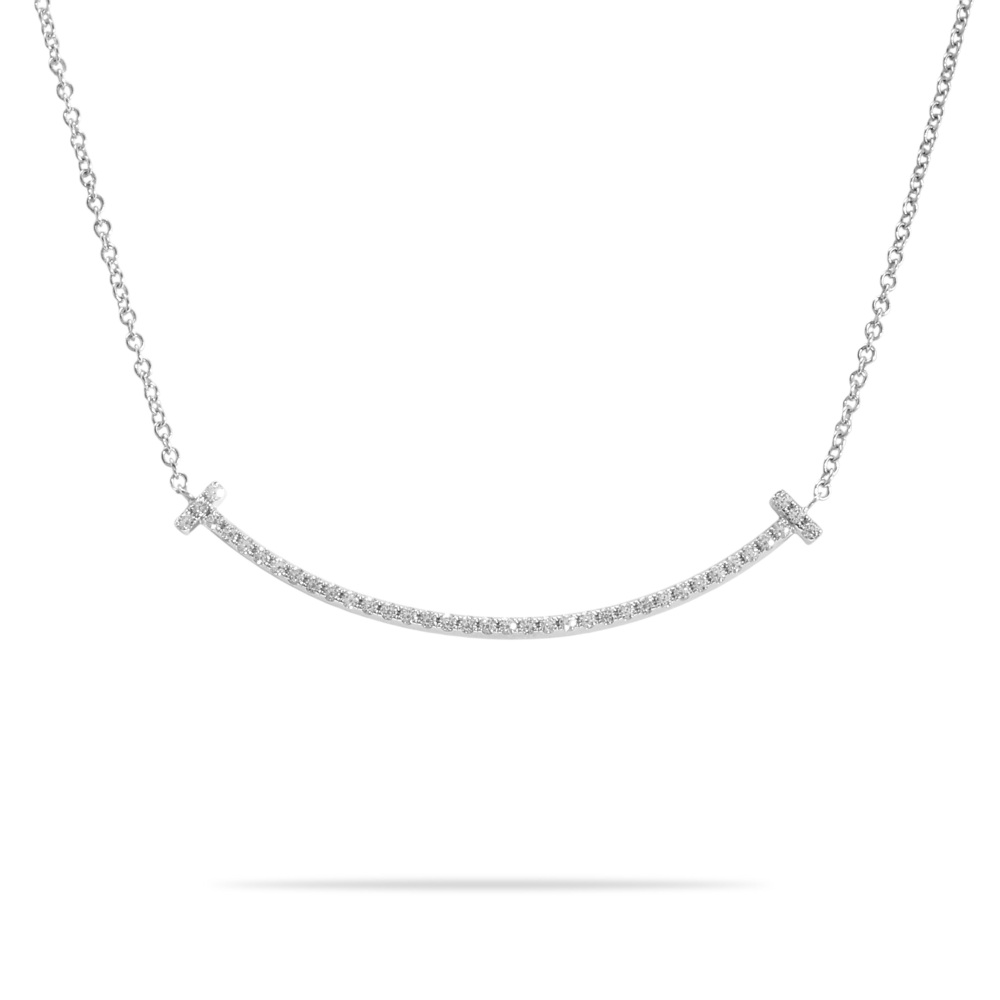 Tiffany & Co. Tiffany T Smile Necklace 18K White Gold Diamond 63058793