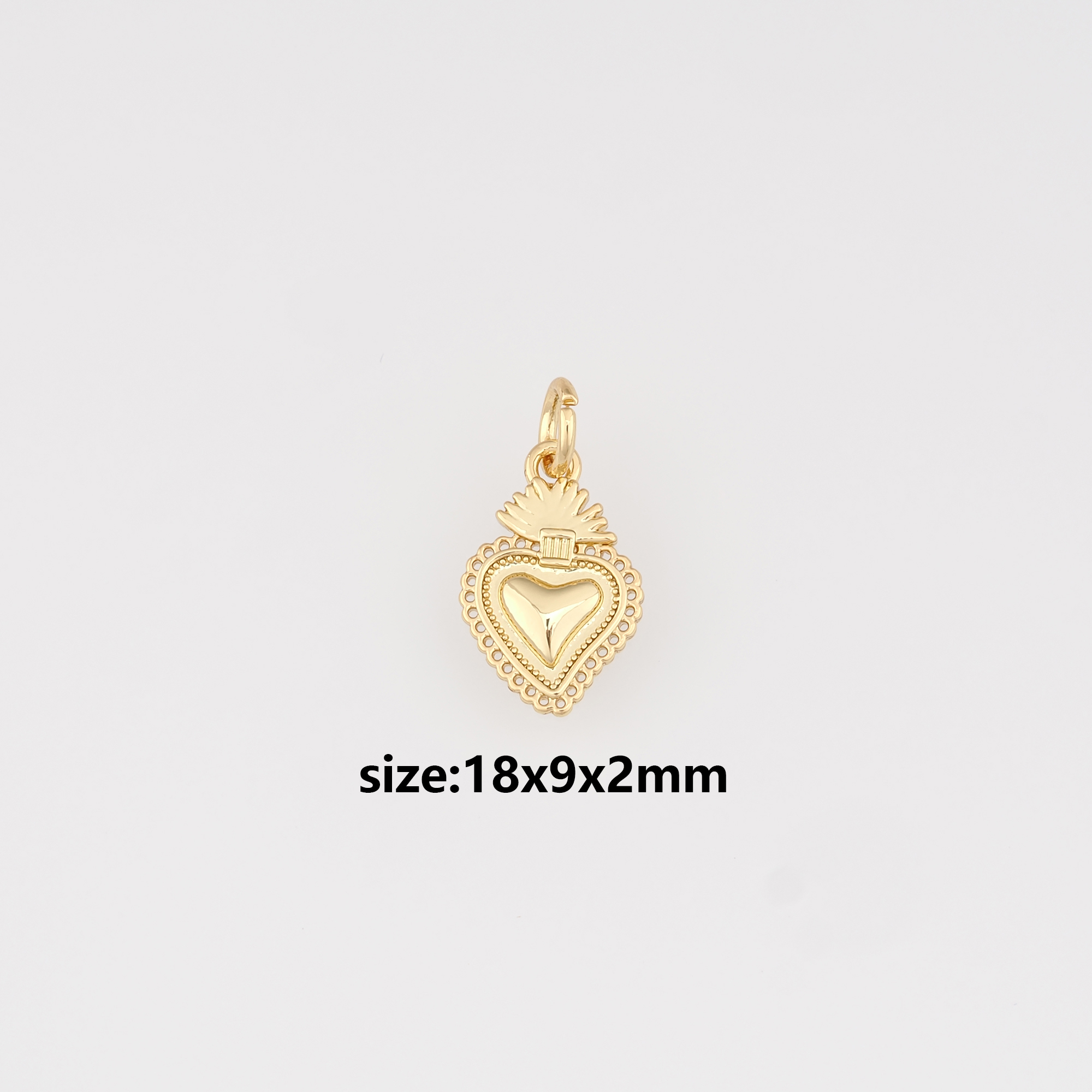 18K Gold Filled Sacred Heart Pendant,Religious Charm Earrings Necklace for DIY Jewelry Making Supply