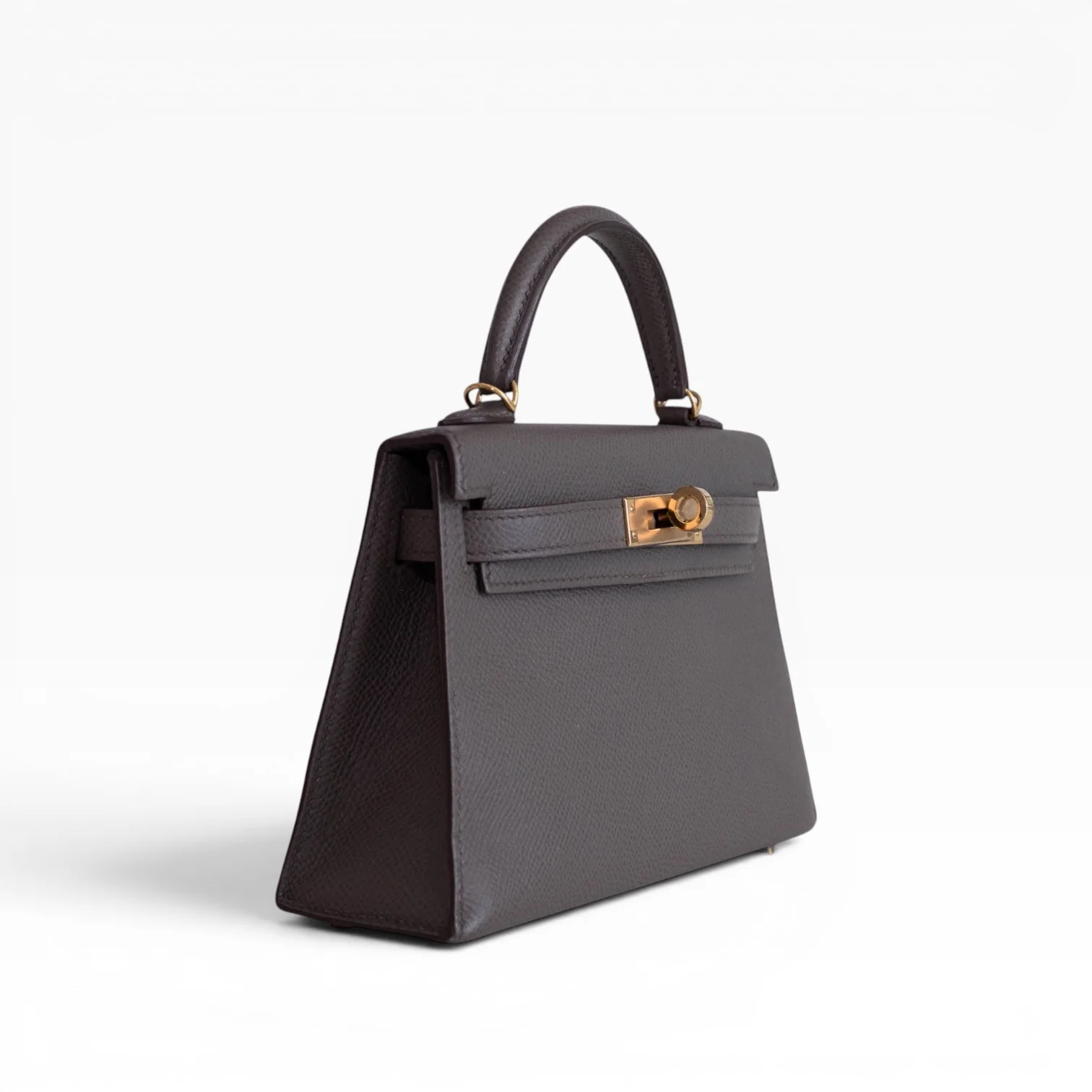 Hermès Mini Kelly II Sellier Etain Epsom Gold Hardware