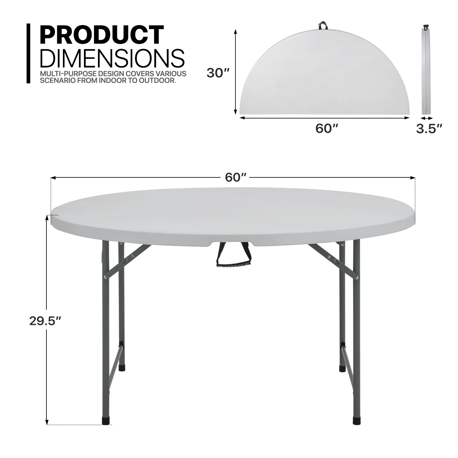 MoNiBloom 11 Pieces 5 Ft Plastic Folding Table Set with 10 Black Folding Chairs for Picnic, Event, Training, Outdoor Activities