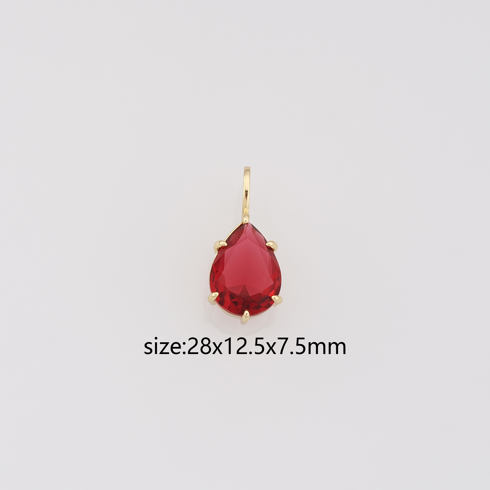 18K Gold Filled Teardrop Pendant,Crystal Teardrop Charm Earrings Necklace for DIY Jewelry Making Supply