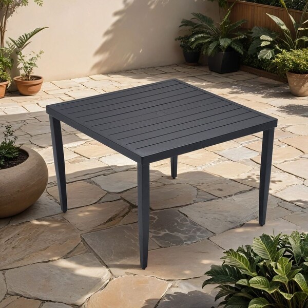 Outdoor Patio Aluminum Square Dining Table,Black
