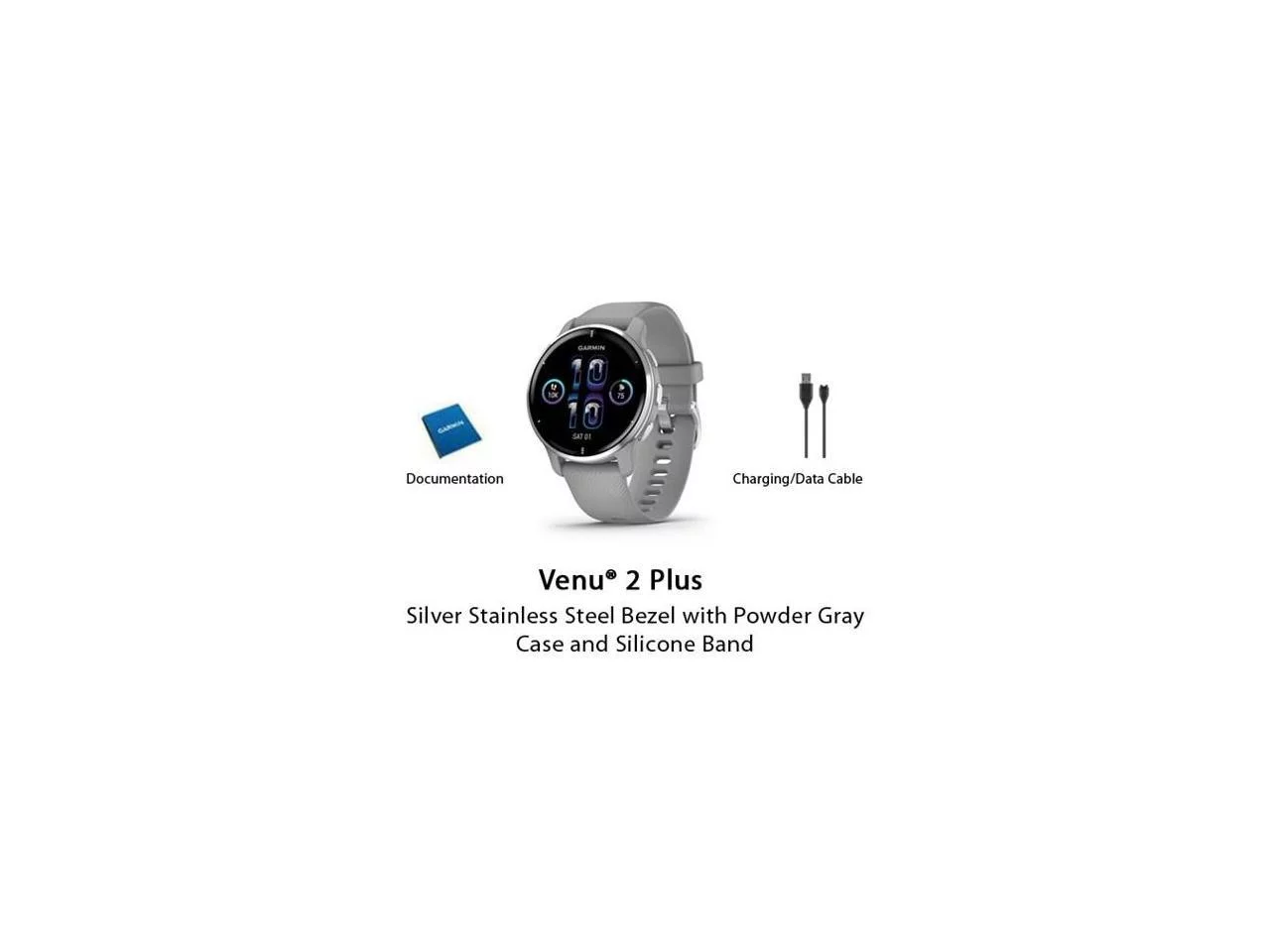 Garmin Venu 2 Plus GPS Multisport Smartwatch, Silver Bezel with Powder Gray Case