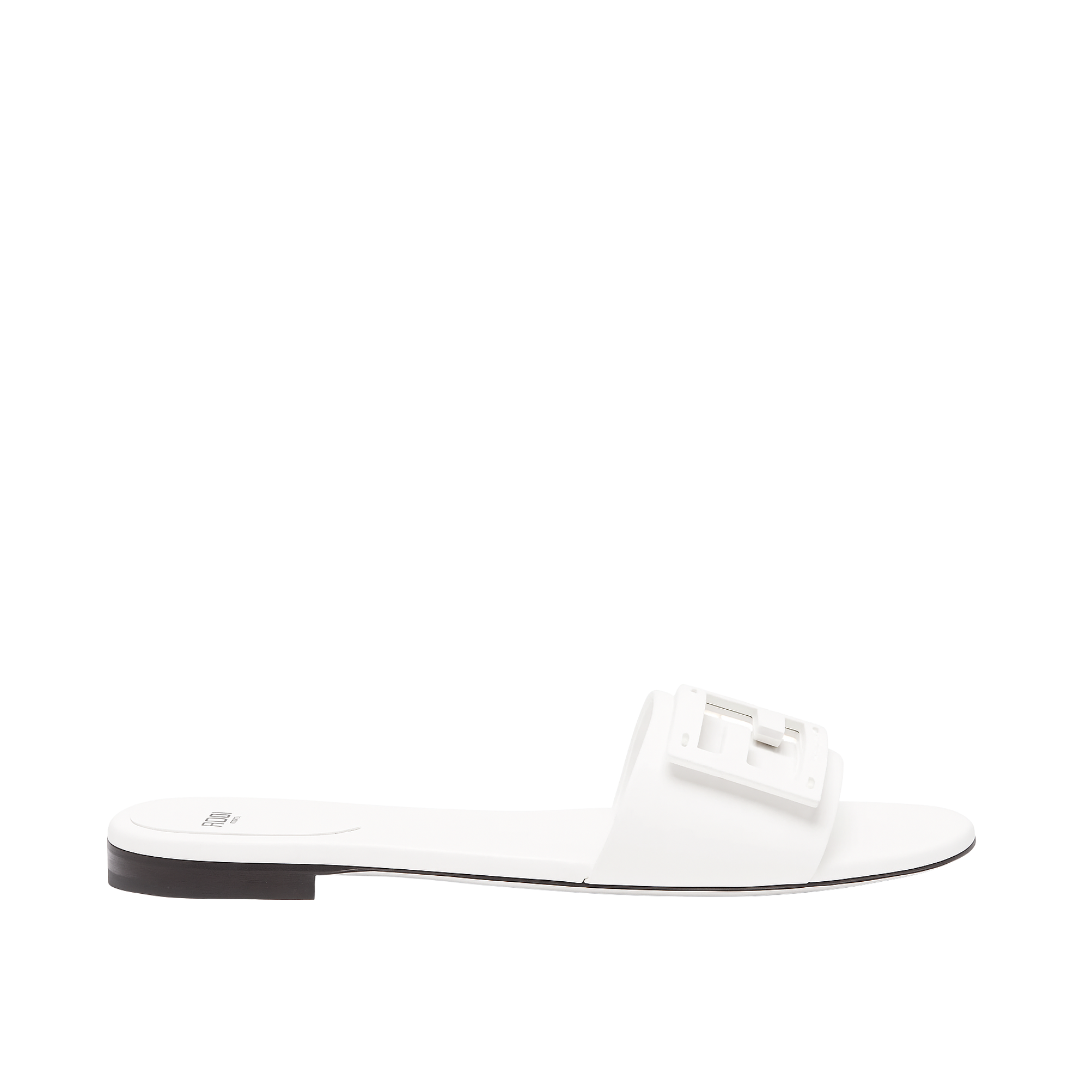 Fendi Signature Leather Sandals Slide White