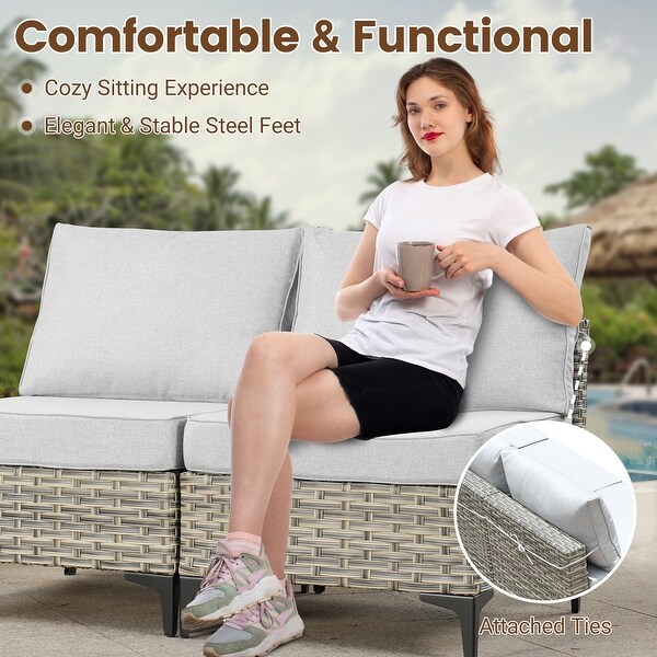 HOOOWOOO 10piece Wicker Patio Furniture Set Sectional Sofa with Swivel Chair